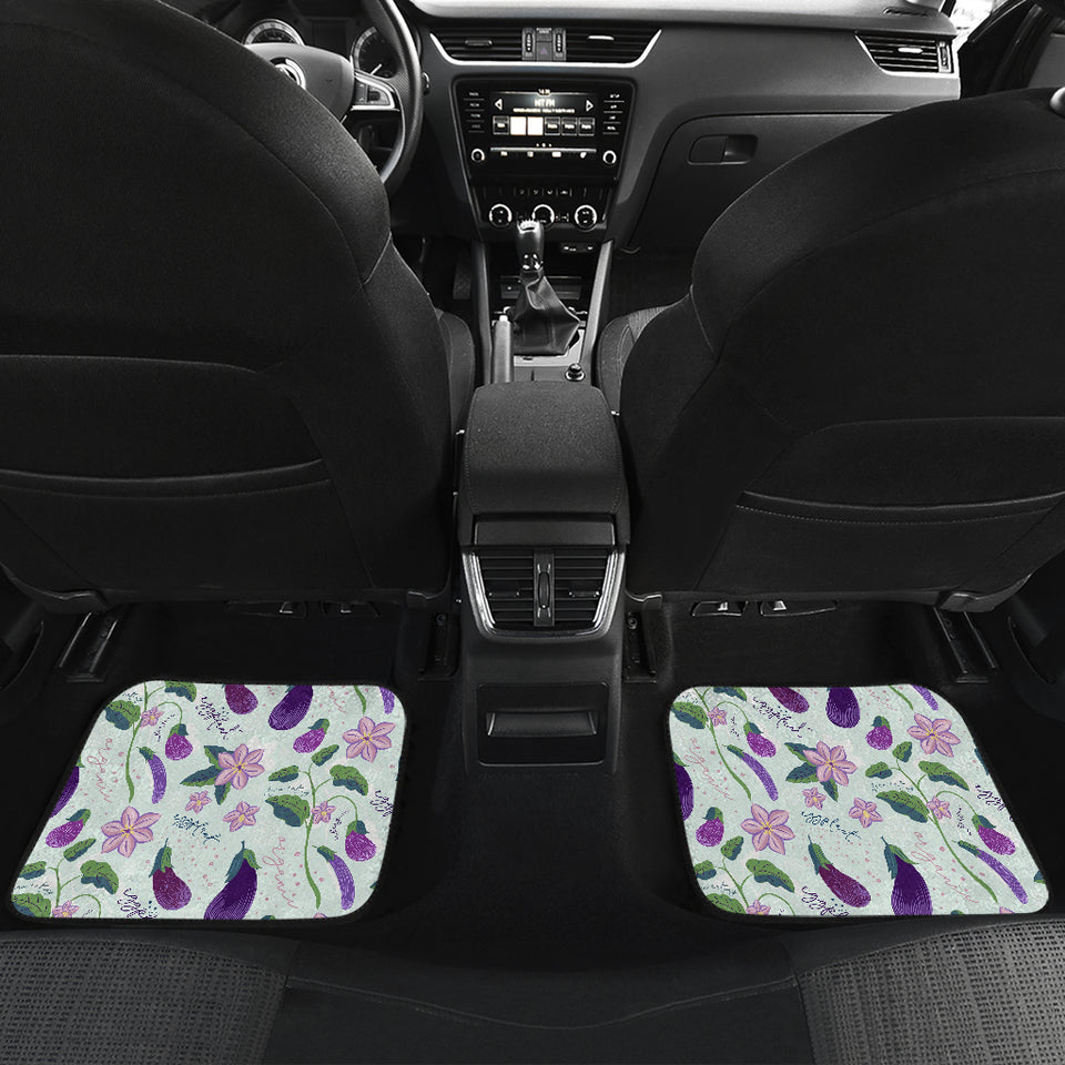 Eggplant Pattern Print Design 03 Front and Back Car Mats