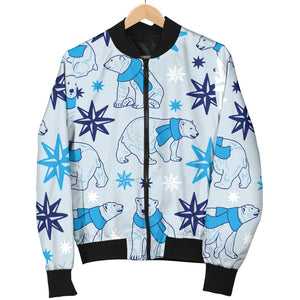 Polar Bear Pattern Blue Background Men Bomber Jacket