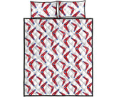 Boomerang Aboriginal Pattern White Background Quilt Bed Set