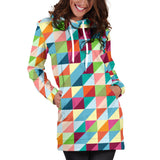 Rainbow Geometric Pattern Women Hoodie Dress