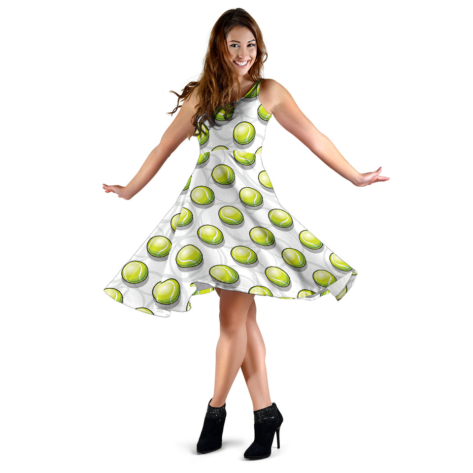Tennis Pattern Print Design 05 Sleeveless Midi Dress