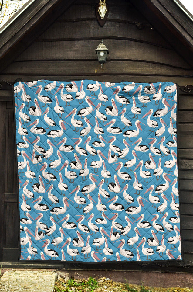 Pelican Pattern Print Design 04 Premium Quilt