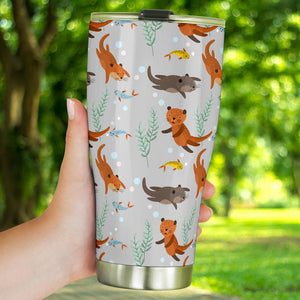 Swimming Fish Otter Pattern Tumbler