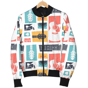 Guitar Pattern Background Men Bomber Jacket