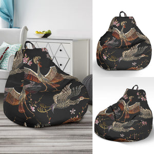 Japanese Crane Pattern Background Bean Bag Cover