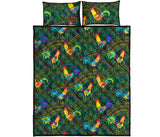 Rooster Chicken Pattern Theme Quilt Bed Set