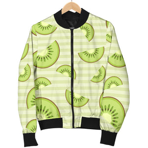 Kiwi Pattern Striped Background Men Bomber Jacket