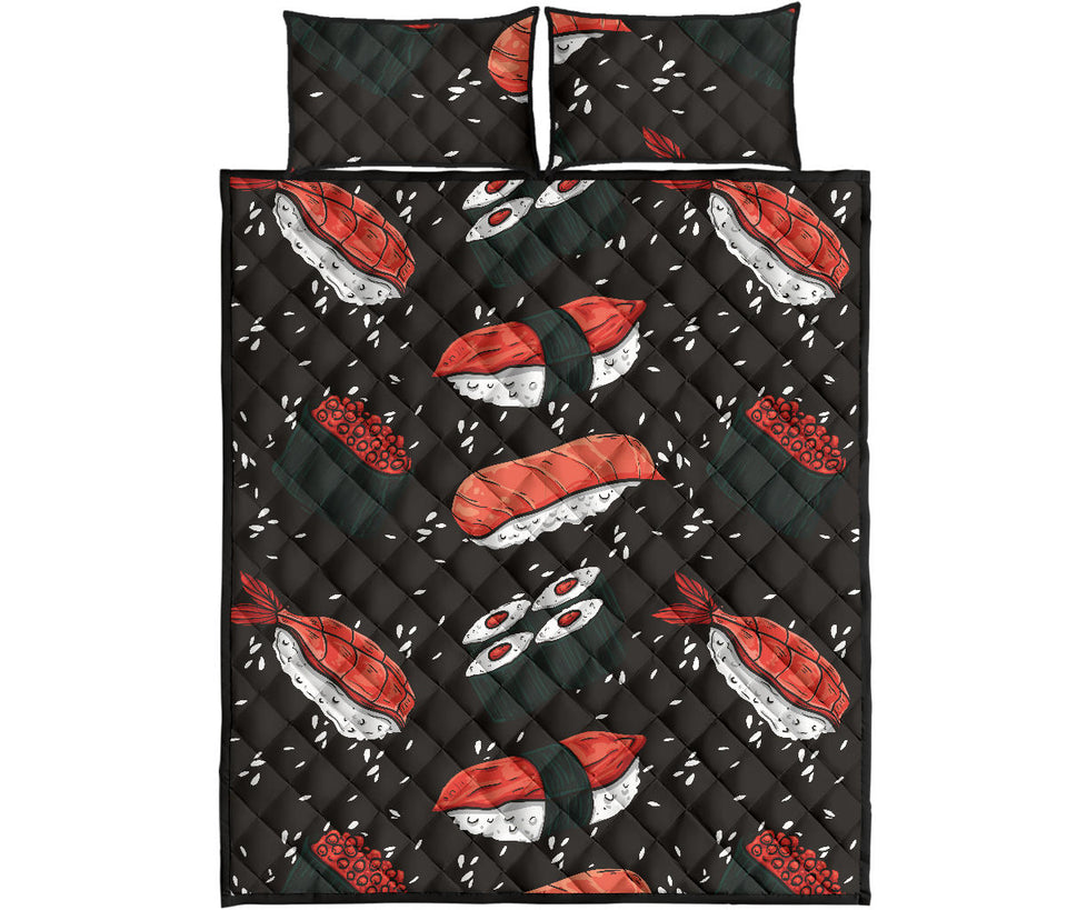 Sushi Theme Pattern Quilt Bed Set