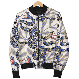 Snake Leaves Pattern Men Bomber Jacket