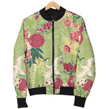 Japanese Crane Green Theme Pattern Men Bomber Jacket