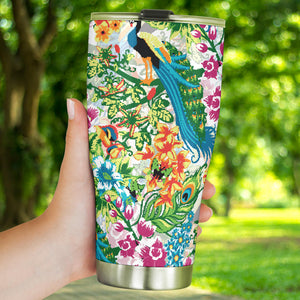 Colorful Peacock Pattern Tumbler