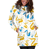 Saxophone Pattern Women Hoodie Dress