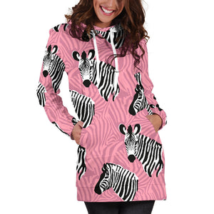 Zebra Head Pattern Women Hoodie Dress