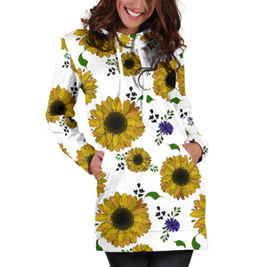 Sunflower Pattern Background Women Hoodie Dress