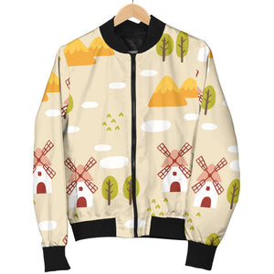 Windmill Pattern Men Bomber Jacket