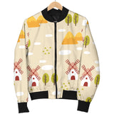 Windmill Pattern Men Bomber Jacket