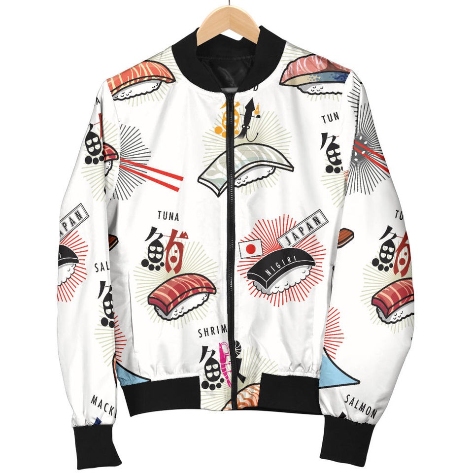 Sushi Japanese Pattern Women Bomber Jacket
