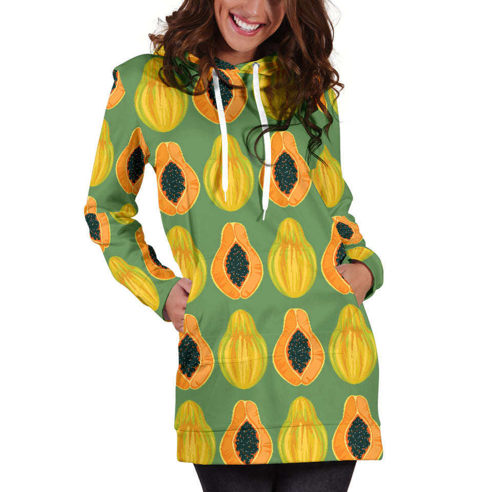 Papaya Pattern Background Women Hoodie Dress