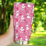 Poodle Pink Heart Pattern Tumbler