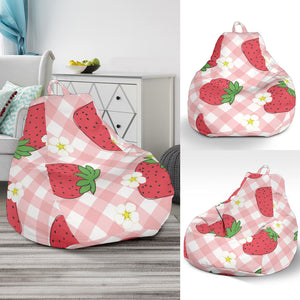 Strawberry Pattern Stripe Background Bean Bag Cover