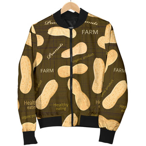 Peanut Pattern Green Background Men Bomber Jacket