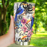 Toucan Leaves Flower Pattern Tumbler