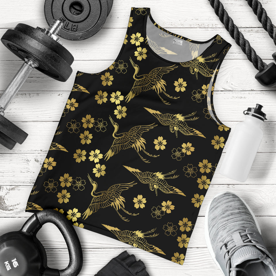 Gold Japanese Theme Pattern Men Tank Top