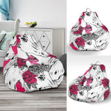 Horse Head Rose Pattern Bean Bag Cover