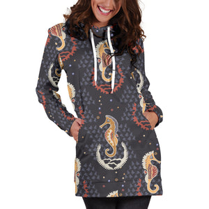 Seahorse Pattern Women Hoodie Dress