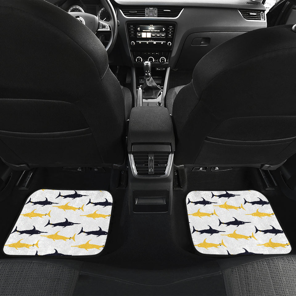 Swordfish Pattern Print Design 05 Front and Back Car Mats