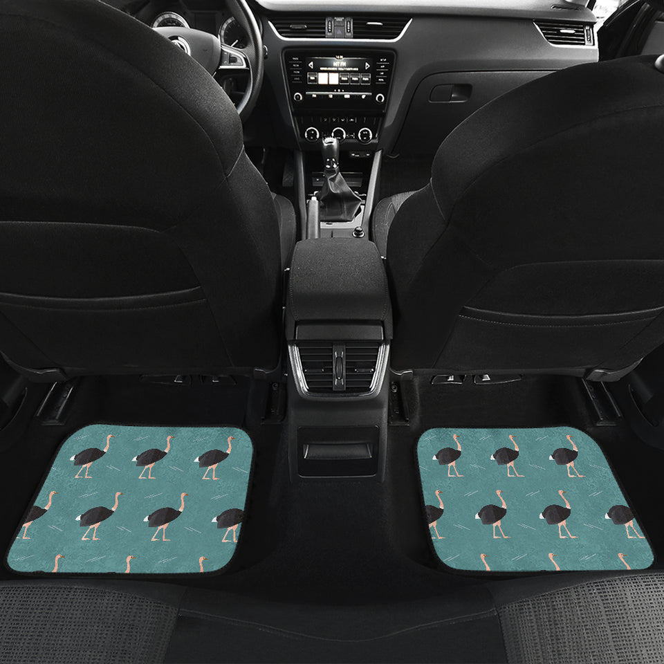 Ostrich Pattern Print Design 01 Front and Back Car Mats