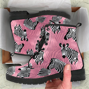 Zebra Head Pattern Leather Boots