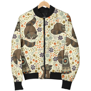 Raccoon Pattern Men Bomber Jacket