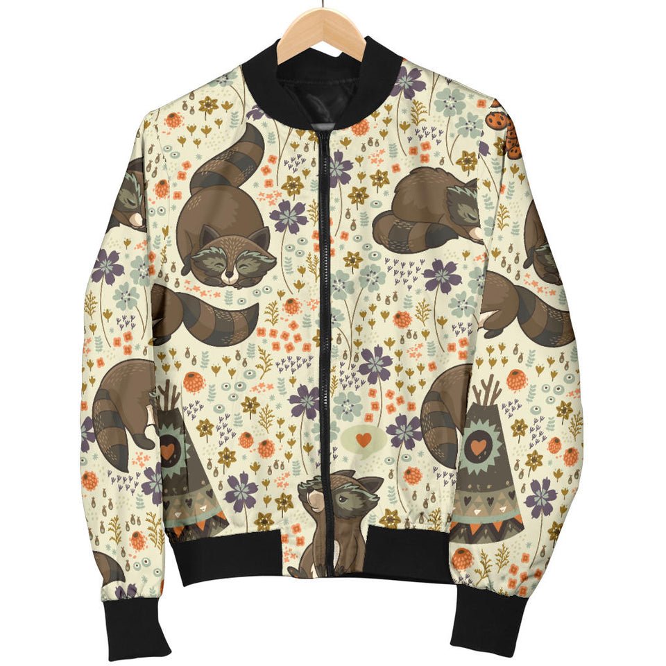 Raccoon Pattern Men Bomber Jacket