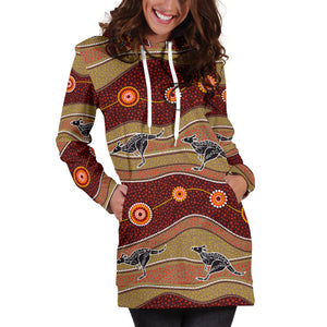 Kangaroo Aboriginal Pattern Women Hoodie Dress