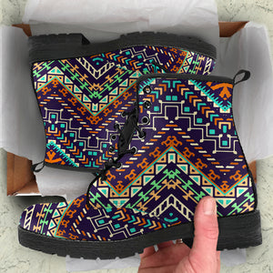 Zigzag Chevron African Afro Dashiki Adinkra Kente Pattern Leather Boots
