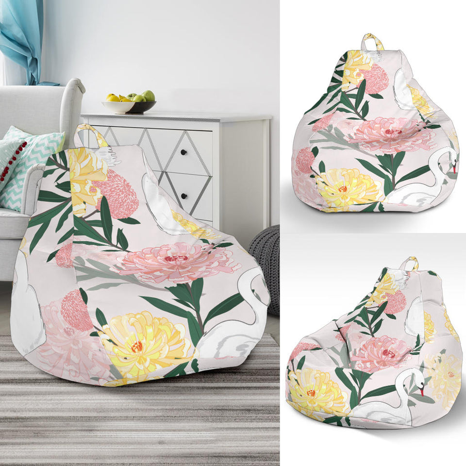 Swan Flower Pattern Bean Bag Cover