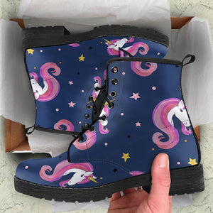 Unicorn Head Pattern Leather Boots