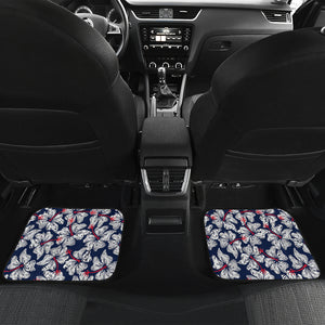 Hibiscus Pattern Print Design 02 Front and Back Car Mats