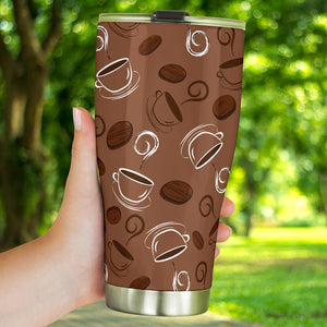 Coffee Cup and Coffe Bean Pattern Tumbler