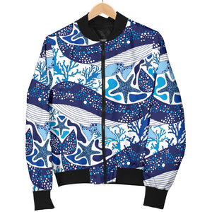 Whale Starfish Pattern Men Bomber Jacket