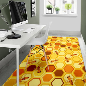 Bee and Honeycomb Pattern Area Rug