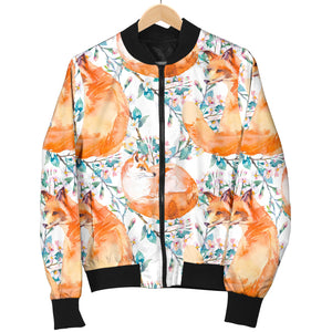 Fox Water Color Pattern Women Bomber Jacket