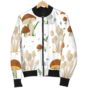 Mushroom Pattern Theme Women Bomber Jacket
