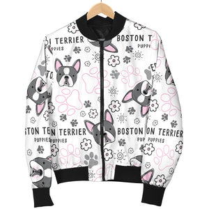 Boston Terrier Pattern Women Bomber Jacket