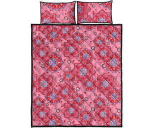 Indian Pink Pattern Quilt Bed Set