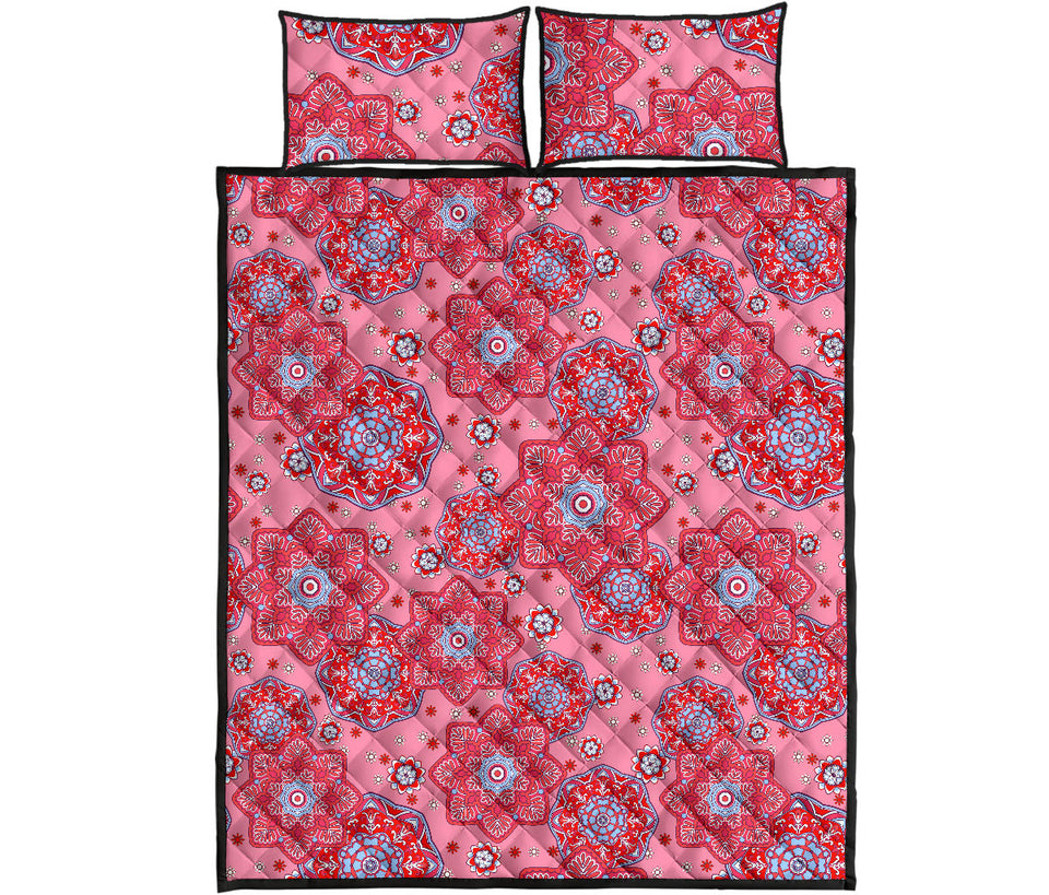 Indian Pink Pattern Quilt Bed Set