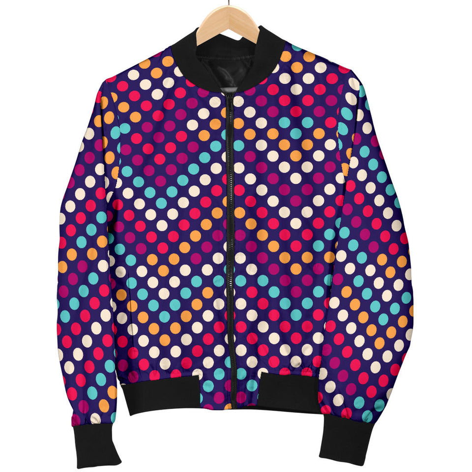 Zigzag Chevron Pokka Dot Aboriginal Pattern Women Bomber Jacket