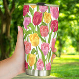 Pink Red Yellow Tulip Pattern Tumbler