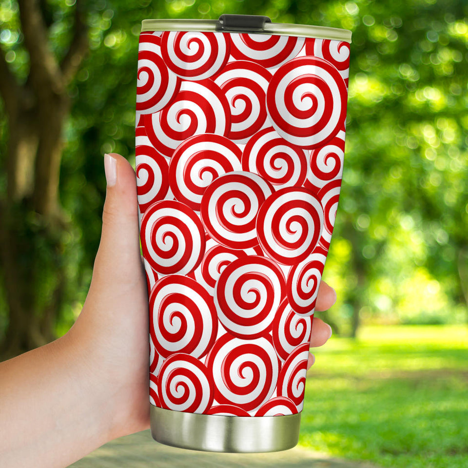 Red and White Candy Spiral Lollipops Pattern Tumbler